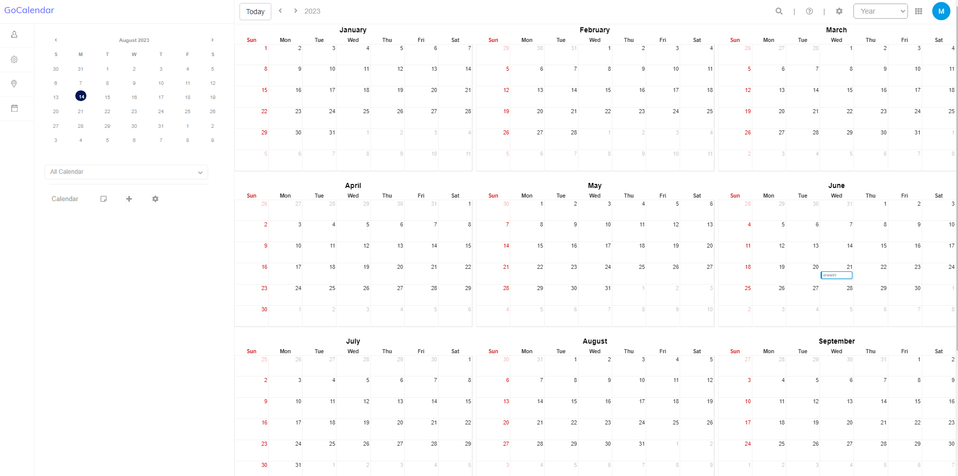 Go Calendar App